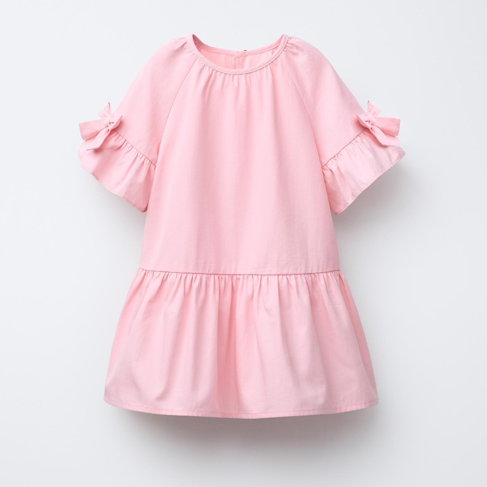 Zara Light Pink Bow Sleeve Kids Dress